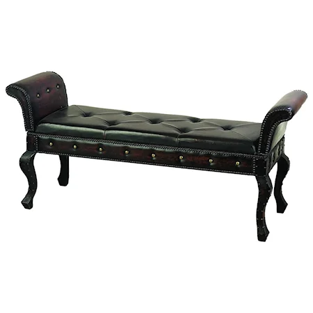 Wood/Faux Leather Bench